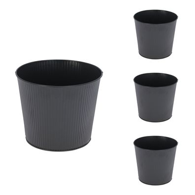 4 Stück Blumentopf Pflanztopf Umtopf Pflanzgefäß Balkontopf verzinkt Ø20xH18cm