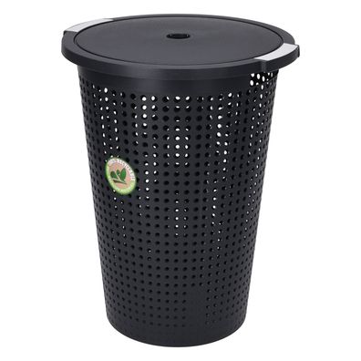 Wäschetruhe Wäschekorb Wäschebox Wäschesammler mit Deckel Schwarz Kunststoff 35L