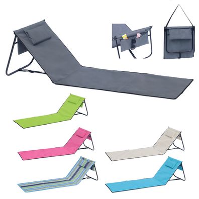 Strandmatte Strandliege Rückenlehne verstellbar Kissen faltbar L152xB51xH41cm