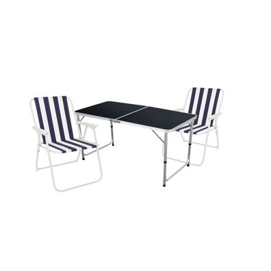 3-teiliges Campingmöbel Set Black Edition Alu Tragegriff Camping 120x60x58/70cm