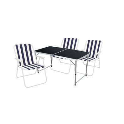 4-teiliges Campingmöbel Set Black Edition Alu Tragegriff Camping 120x60x58/70cm