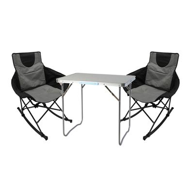 3-tlg. Schwarz Campingmöbel Set, Tisch+2 Regiestühle Schaukelstühle Outdoor
