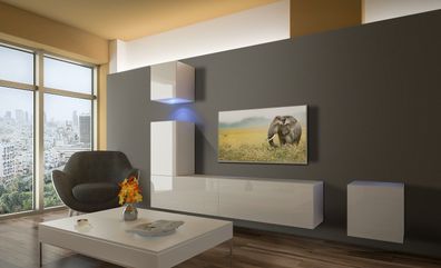 AN15 1B Möbel Wohnzimmer Wohnwand Mediawand Wohnschrank Schrankwand Regal Farbauswahl