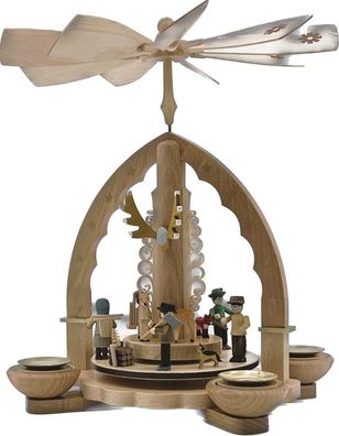 Richard Glaesser Pyramide Waldmotiv für Teelicht und Kerzen Erzgebirge