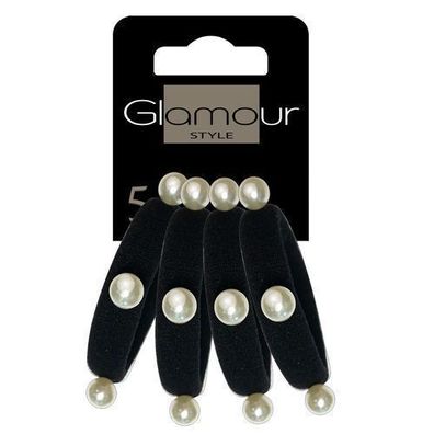 Elegantes Perlen-Haargummi-Set, 4 Stueck Packung