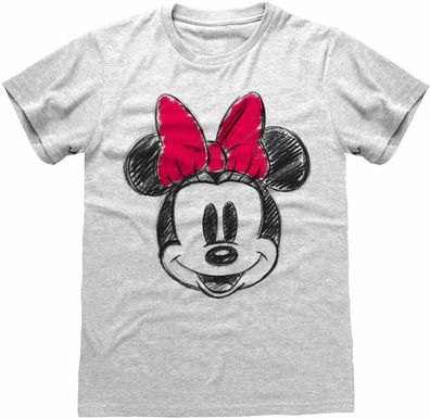 Mickey Mouse Face &amp; Red Bow Sketched T-Shirt DIS08743TSC