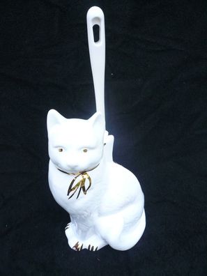 WC-Bürstengarnitur aus Keramik in Form einer Katze weiß gold