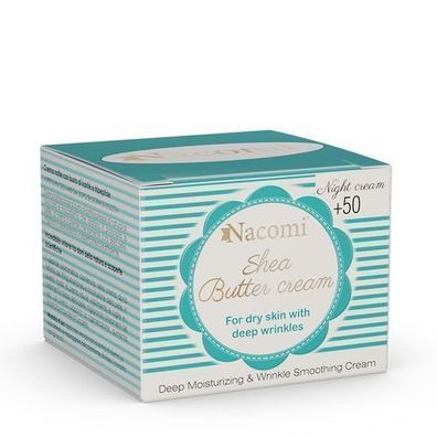 Nacomi Anti-Aging Nachtcreme mit Sheabutter 50+ fuer reife Haut, 50 ml
