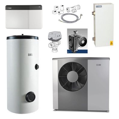 NIBE Luft Wasser Wärmepumpenpaket LWP2414 S2125-20 + DD-WH 3030 + Zubhör