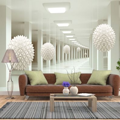 Vlies Fototapeten - Wandtapeten 3d Moderne Raum Weiße Kugel 1051