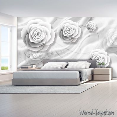 Vlies Fototapete Wandtapete Wandbilder 3d Rose Flower White Modern 1662