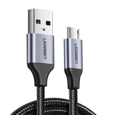 Ugreen USB 2.0 Verbindungskabel, 2m, Mikro-USB auf USB-A, 2.4A, Grau, Modell US2