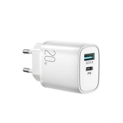 Joyroom USB-A Schnellladeadapter QC3.0 & USB-C PD 20W, Weiss (L-QP2011)