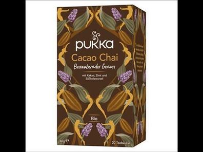 Pukka 6x Pukka Bio-Gewürztee Cacao Chai, mit Kakao, Zimt und Süßholz, 20 Teebeute