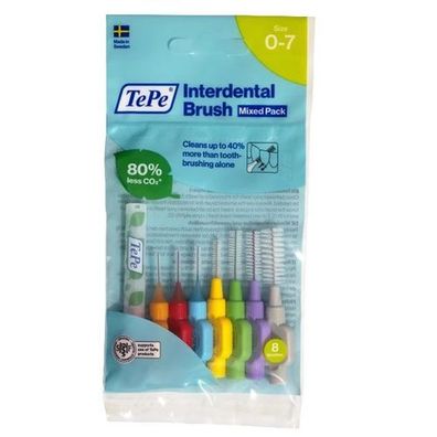 TePe Original Interdentalbürsten-Set, Mischgröße 0,4-1,3mm, 8 Stück - Effektive
