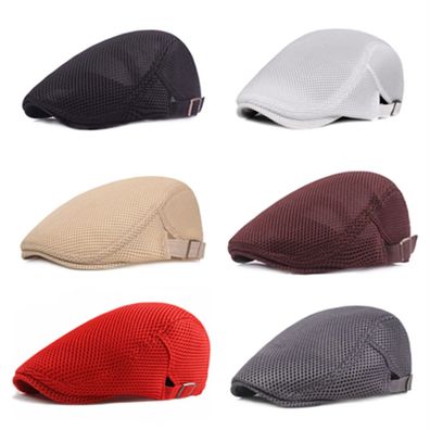 Herren Schiebermütze Barett Gatsby Cabbie Kappe Mesh Flatcap hut Sommermütze