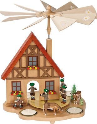 Richard Glaesser Pyramidenhaus Bayern bunt für Teelichte aus Seiffen Erzgebirge