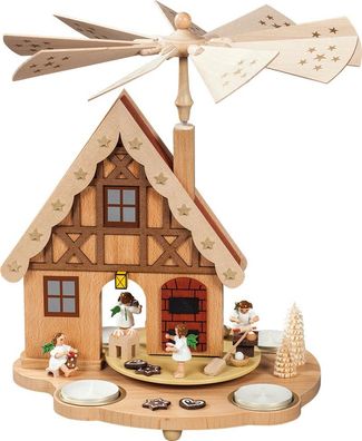 Richard Glaesser Pyramidenhaus Engelbäckerei bunt für Teelichte Seiffen Erzgebirge