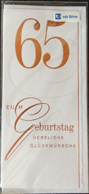 Geburtstagskarte mit Kuvert zum 65 Geburtstag Herzliche Glückwünsche