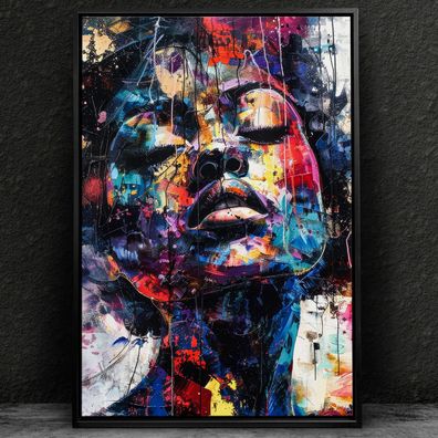 Abstrakte Street Art Frau Kunst Bild Moderne Wandbild Leinwand, Acrylglas oder Poster