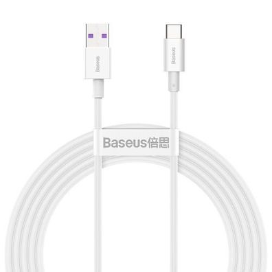Baseus USB-C Ladekabel 66W 6A, 2m Weiss, Schnellladefunktion (CATYS-A02)