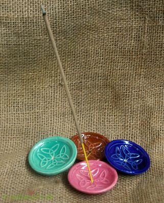 Räucherstäbchenhalter aus Keramik rund rot