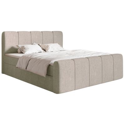 Selsey Cloudy II - Boxspringbett 200x200 cm, mit Bettkästen und Topper, Chenille Taup