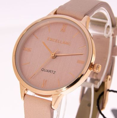 Damenuhr Excellanc Farbe rosegold apricot