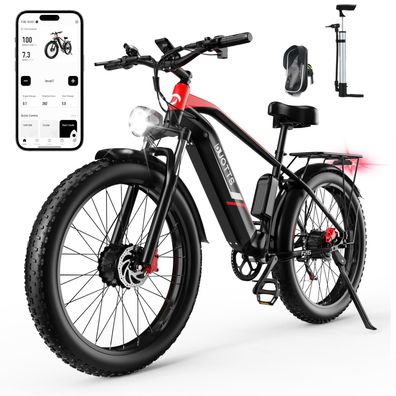 DUOTTS F26 Elektrofahrrad 48V 20AH 2XW 55KM/H 26X4.0 Shimano 7-Gang mit App