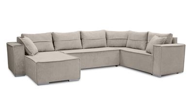 AX LIVING Ecksofas groß Lovere 314 cm - Sofa beige mit Schlaffunktion & Strukturstoff
