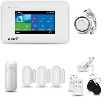 Funk Alarmanlage Set WiFi + GSM 4G LTE mit Sirene, 3x Tür- Fenstersensor HXA006