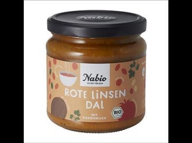 Nabio 6x Nabio Eintopf im Glas Rote Linsen Dal mit Kokosmilch 365g