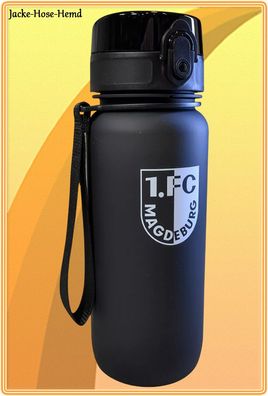 1. FC Magdeburg Trinkflasche Flasche Sportflasche Schwarz Logo Wappen 650ml NEU