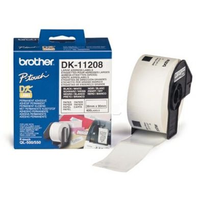 Original Brother DK-11208 Etiketten schwarz auf weiß (38 x 90mm, 400 Stück)