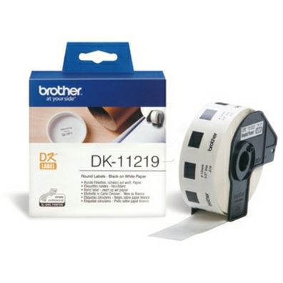 Original Brother DK-11219 Etiketten schwarz auf weiß (1200 Stück, 12mm Durchmesser)