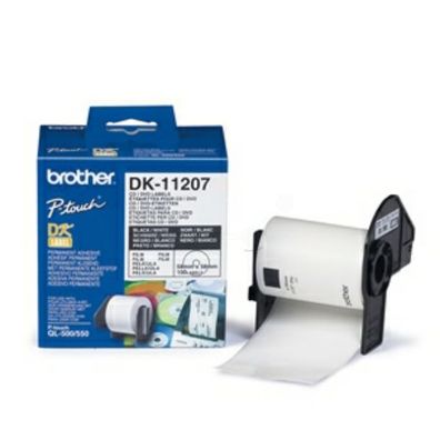 Original Brother DK-11207 Etiketten schwarz auf weiß (100 Stück, 58mm Durchmesser)