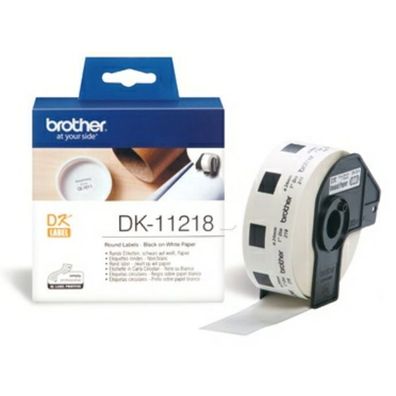 Original Brother DK-11218 Etiketten schwarz auf weiß (1000 Stück, 24mm Durchmesser)