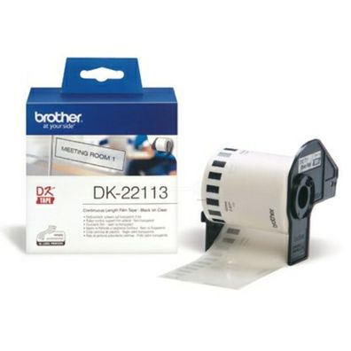Original Brother DK-22113 Etiketten schwarz auf transparent (62mm x 15,24m)