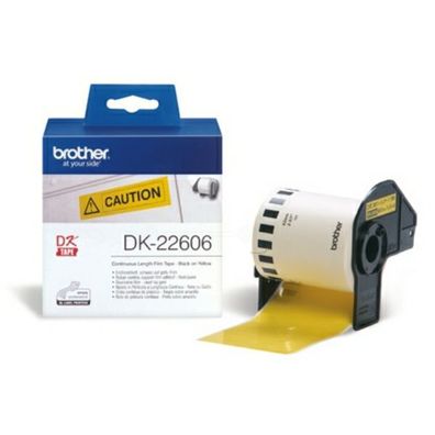 Original Brother DK-22606 Etiketten schwarz auf gelb (62mm x 15,24m)