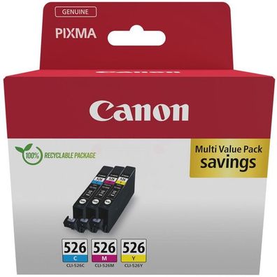 Original Canon CLI-526 / 4541B018 Tinten Sparset cyan, magenta, gelb (3 Stück)