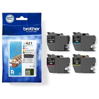 Original Brother LC-421 / LC-421VAL Tinten Sparset schwarz, cyan, magenta, gelb (4 St