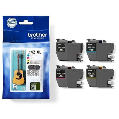 Original Brother LC-421XL / LC-421XLVAL Tinten Sparset schwarz, cyan, magenta, gelb (