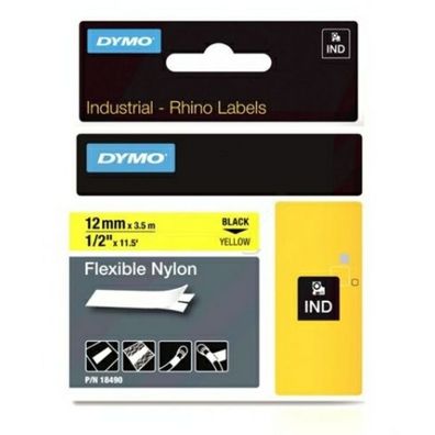 Original Dymo S0718080 / 18756 / 18490 Etiketten schwarz auf gelb (12mm x 3,5m)