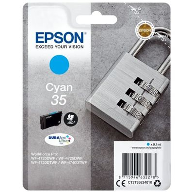 Original Epson 35 / T3582 / C13T35824010 / C13T35824020 Tinte cyan