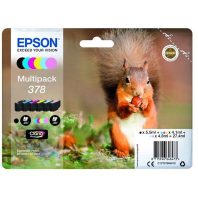 Original Epson 378 / T3788 / C13T37884010 / C13T37884020 Tinten Sparset schwarz, cyan