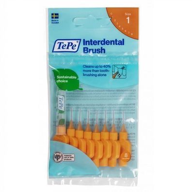 TePe Original Interdentalbürsten 8er Pack - 0,45 mm, Orange (Feinzahnbürsten Set