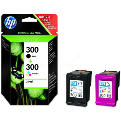 Original HP 300 / CN637EE Tinten Doppelpack schwarz, color (2 Stück)