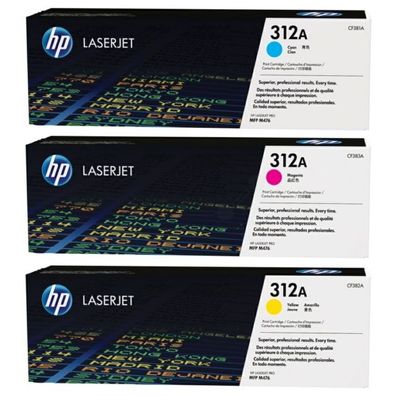 Original HP 312A / CF440AM Toner Sparset cyan, magenta, gelb (3 Stück)