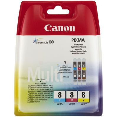 Original Canon CLI-8 / 0621B026 Tinten Sparset cyan, magenta, gelb (3 Stück)