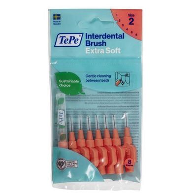 TePe Interdentalbürsten Extra Soft 0,5 mm, 8 Stück - Für Schonende Zahnzwischenr